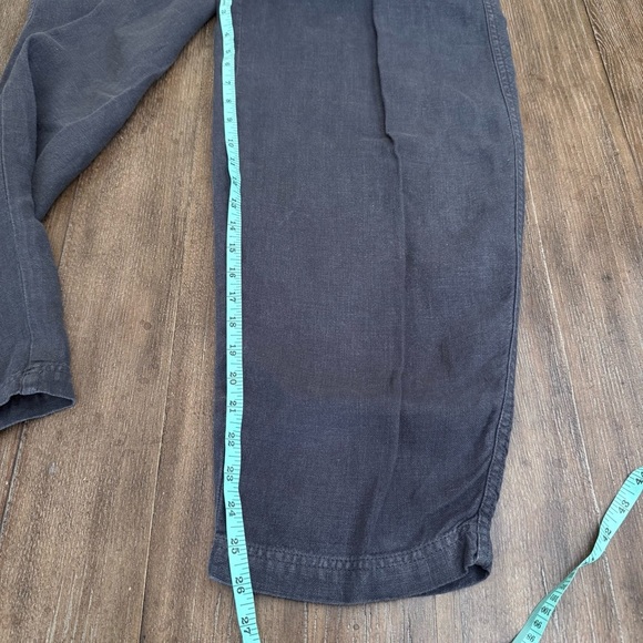 Poetry Trousers Linen Cropped Tapered Women’s 10 Lagenlook Charcoal Beach Costal - Picture 7 of 10